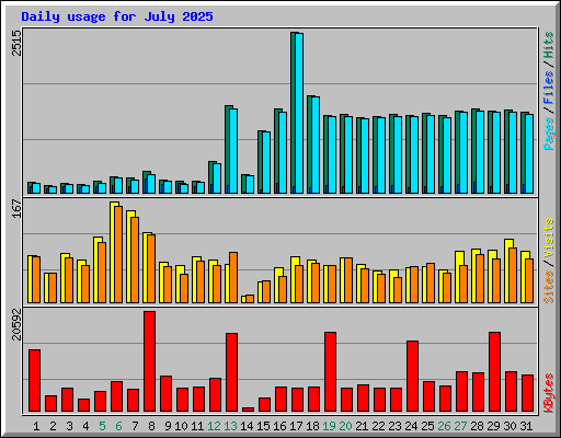 Daily usage for July 2025