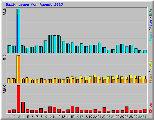 Daily usage for August 2025