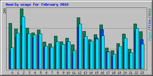 Hourly usage for February 2016