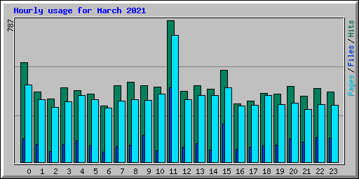 Hourly usage for March 2021